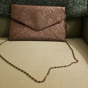 Pewter envelope clutch nwt